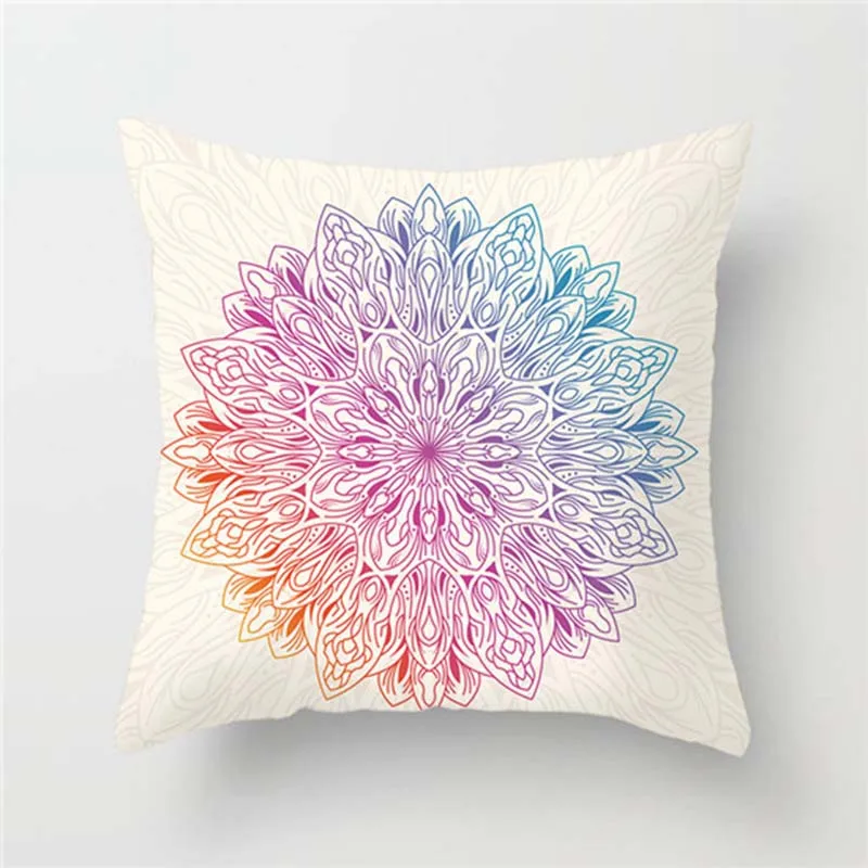 Разноцветная наволочка Fuwatacchi с принтом мандалы цветная цветочным розовая синяя