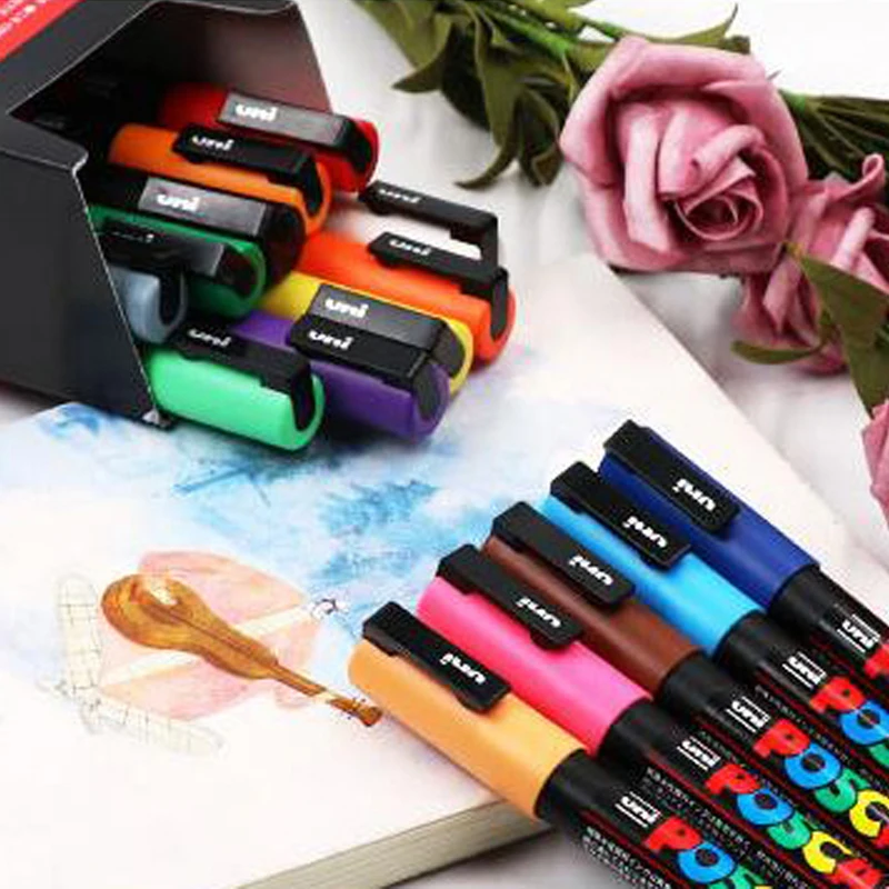 2 шт. Mitsubishi Uni Posca PC-3M Краска Маркер-тонкий наконечник-0,9 mm-1.3 мм 17 цветов выбор Искусство Маркер
