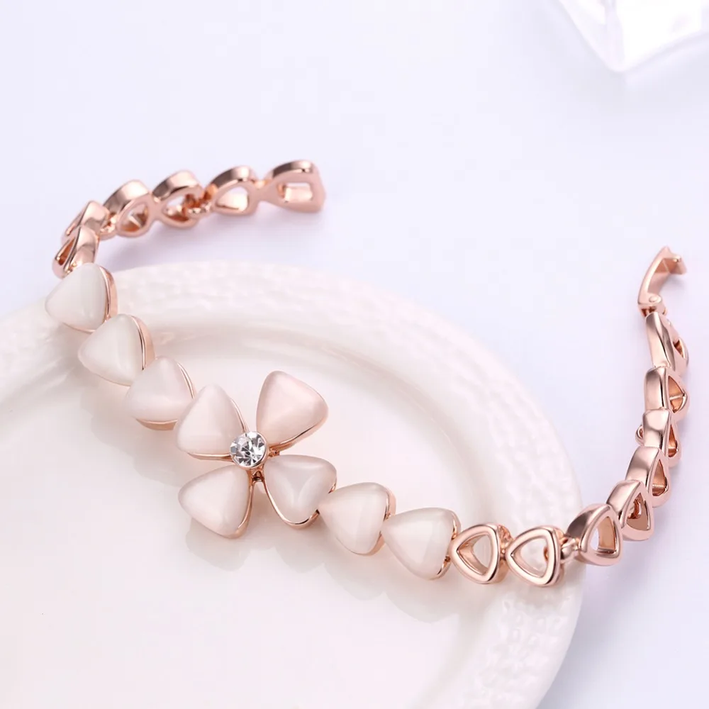 16.2 см сплав олова Four Leaf белый треугольник камень Клевер розовое золото Цвет