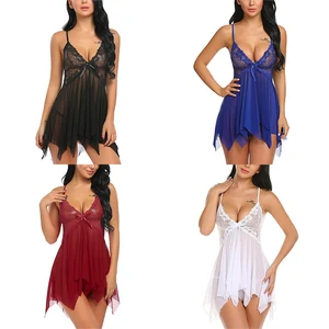 Женское кружевное платье для сна, с треугольным вырезом, на тонких бретельках, с открытой спинкой