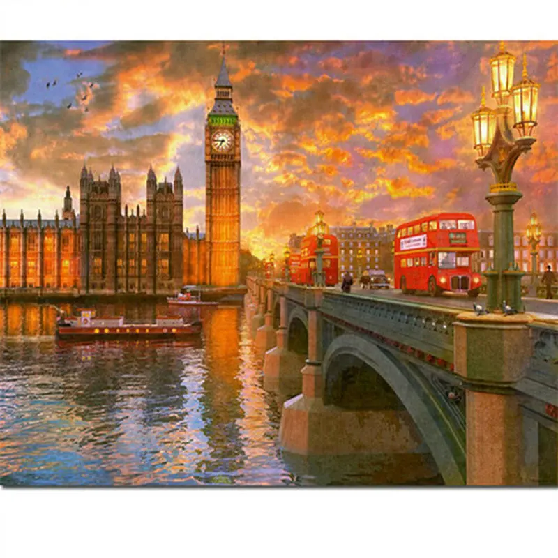 Diamond painting London landscape diy 5d diamond embroidery Big Ben icon full square mosaic wall sticker decoration | Дом и сад