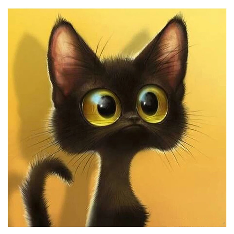 100% Full 5D Diy Daimond Painting Black Cat 3D Diamond Round Rhinestones Diamant Embroidery Decor Gifts F | Дом и сад