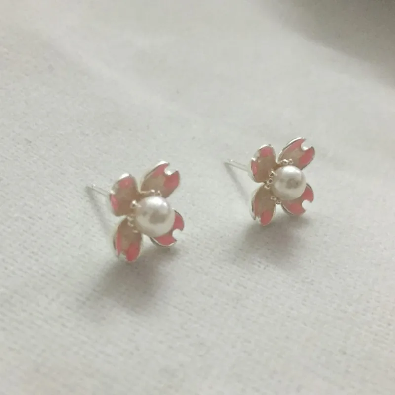 Женские серьги-гвоздики из стерлингового серебра 925 пробы с эмалью ручной работы