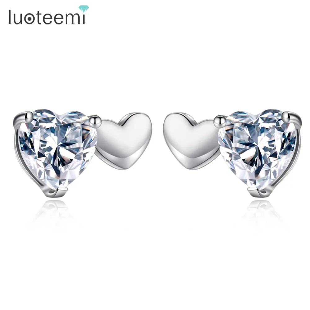 

LUOTEEMI New Sweety Lovely Style Heart Dangle Drop Earrings for Women Fashion Jewelry Pendientes Mujer Moda Lover Christmas Gift