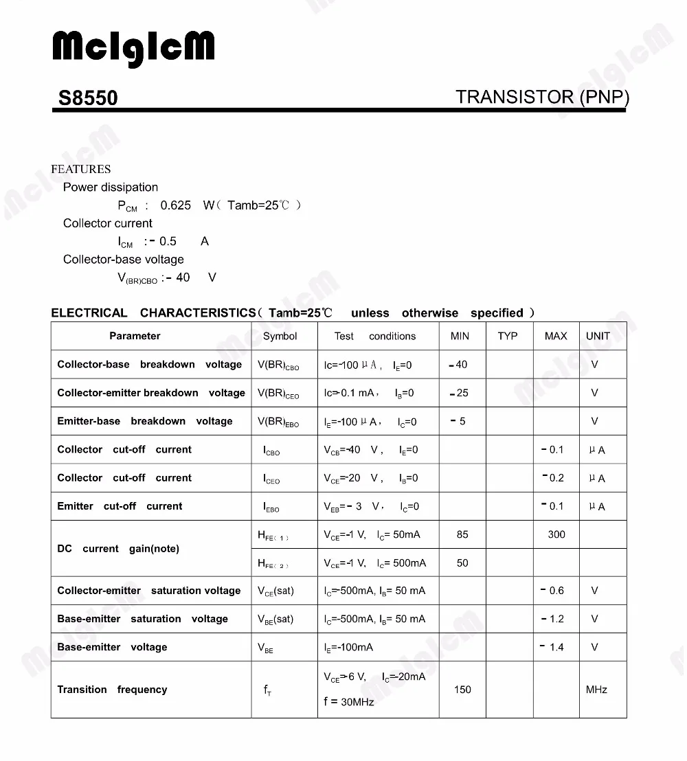 MCIGICM s8550, низкое напряжение, высокий ток малого сигнала транзистор типа p-n-P SOT-23 S8550 SMD