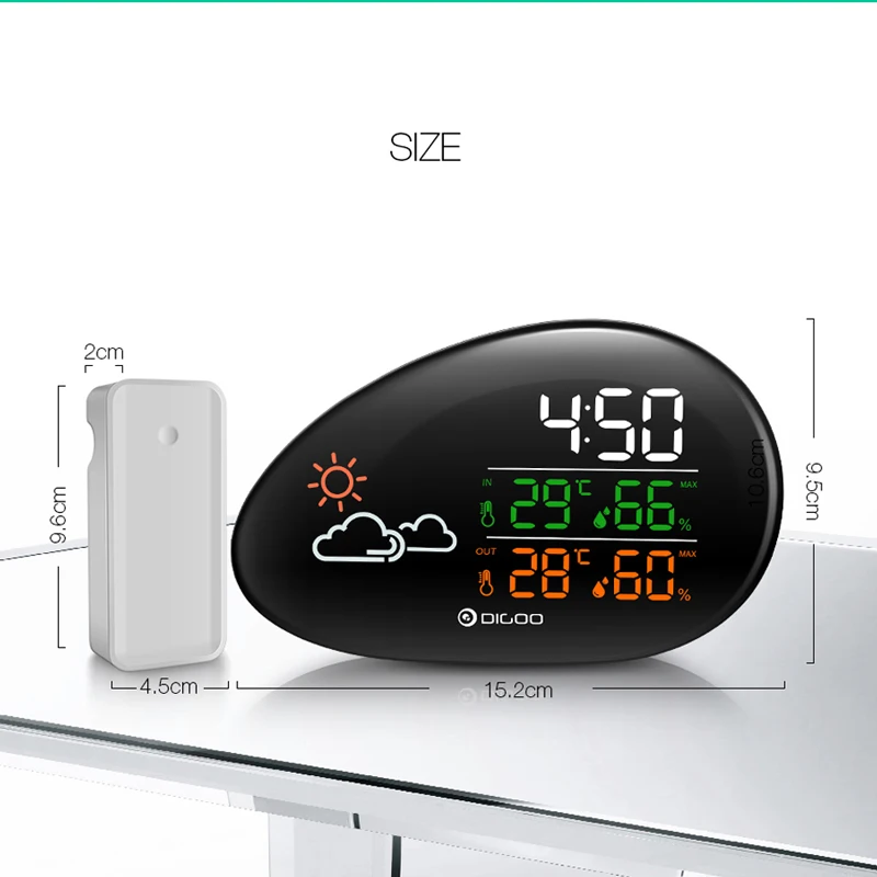 DIGOO DG THS01 умный дом лежа каменные часы Метеостанции Прогноз погоды Крытый