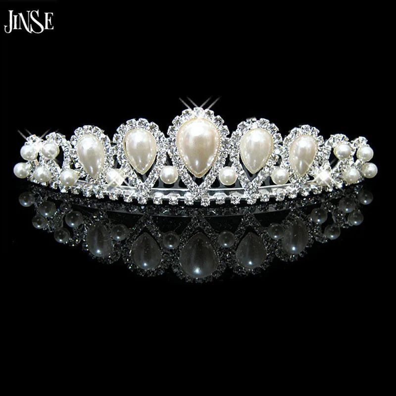JINSE элегантные искусственные жемчужные стразы инкрустация Тиара для невесты