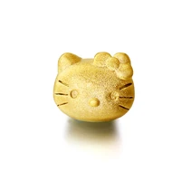 pure brass sand gold jewelry accessories 3d gold red rope beads cute kitty cat head beads