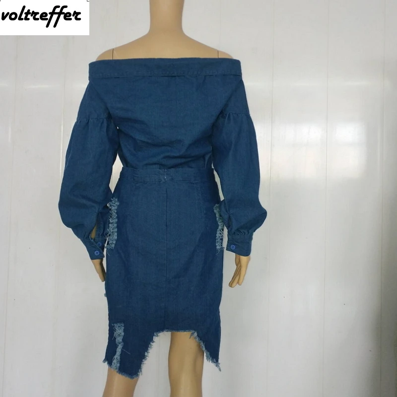 Джинсовое платье с рукавами-фонариками и пуговицами повседневные платья из двух