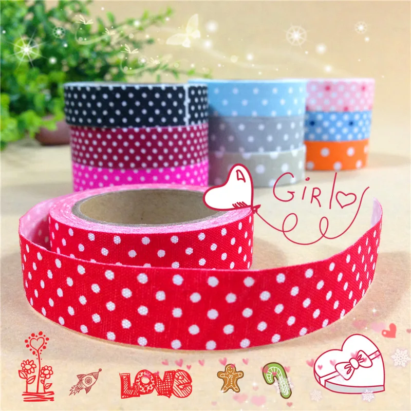 1 шт. DIY Милая тканевая лента Kawaii Dot декоративная клейкая Лента Скрапбукинг ткань
