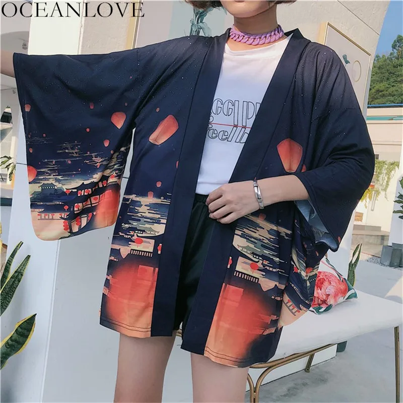 Женское кимоно с принтом OCEANLOVE Harajuku Cartton рукавом три четверти весна лето 2020