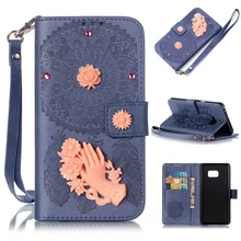 Люкс Ретро Кожа Case для Samsung galaxy Note 7 Note7 3D колокольчик Цветок PU