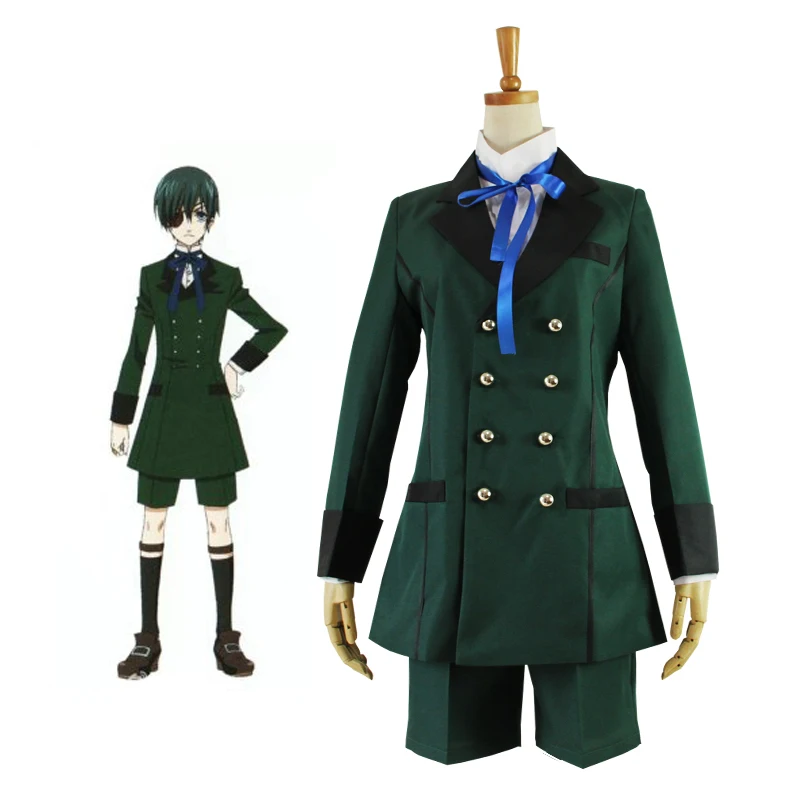 Аниме Черный Дворецкий Косплей Kuroshitsuji Ciel Phantomhive зеленый Лолита костюм унисекс Униформа костюм Хэллоуин вечерние наборы