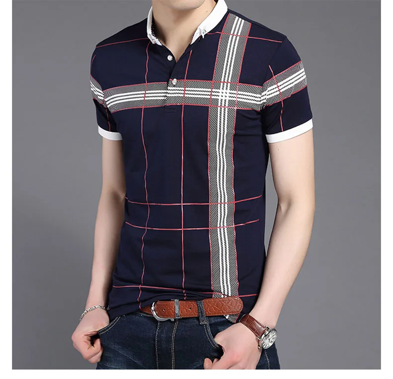 Новая летняя мужская клетчатая рубашка поло Slim Fit Gent Classic Polo короткие рубашки