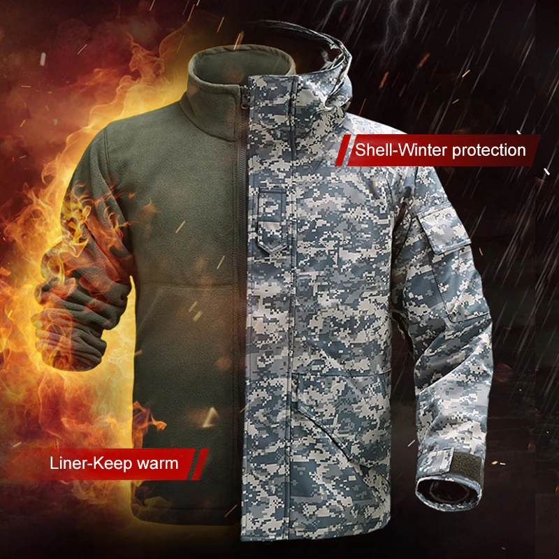 CQB Outdoor Sports Tactical Camping 2-piece set Winter Jacket Men's Skiing Clothes Windproof Warm for Hiking Hunting | Спорт и
