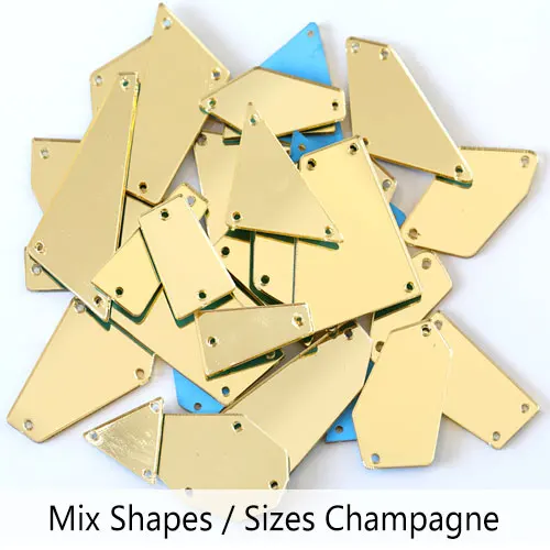 Mix Shapes 50 шт./упак. шампанское зеркало пришить стразы акриловые Нерегулярные горный хрусталь Flatback зеркало Швейные Стразы для одежды B1059 - Цвет: Mix Shapes