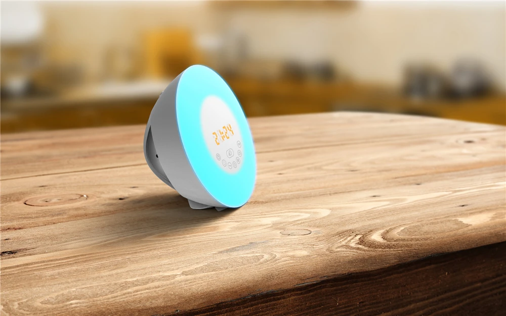 Wake Up Light Будильник восхода моделирования сумерках потертостями ночник с звуки природы, fm Радио, touch Управление и USB Зарядное устройство