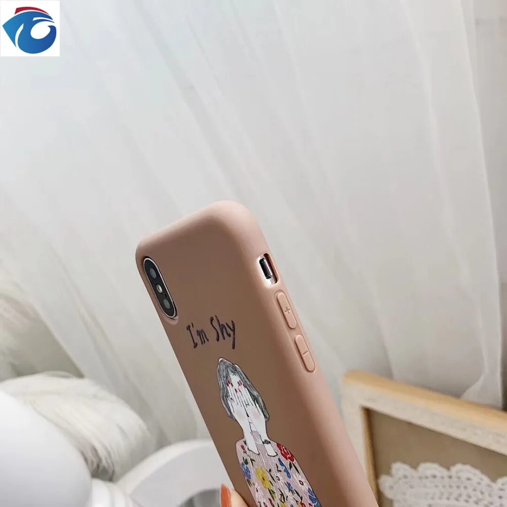 Чехол для мобильного телефона HUANQING Cute shy girl iphone XS Max 6 6S 7 7Plus 8 8Plus мягкий чехол с