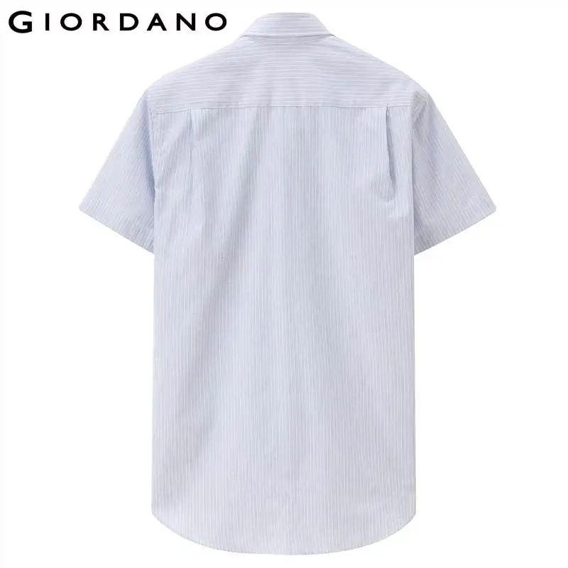 Giordano Мужская рубашка с коротким рукавом мужская накладным карманом изогнутым