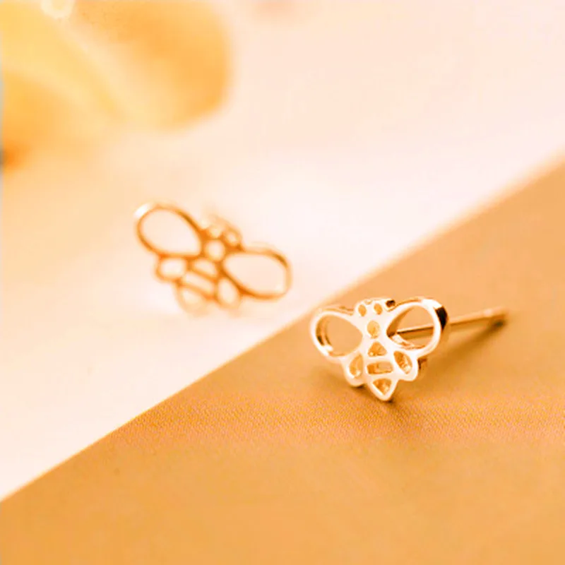 Shunyun Gold/Silver Plated Honey Bee Earrings Stud Unique Jewelry Insect Fly Bird Wasp Earring for Women Men Gift Charm | Украшения и