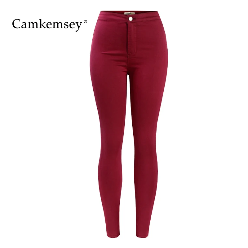 CamKemsey, новинка, женские яркие цвета, хит, пышные, высокая талия, стрейчевые, обтягивающие джинсы, женские, повседневные, хлопок, деним, облегающие, узкие брюки