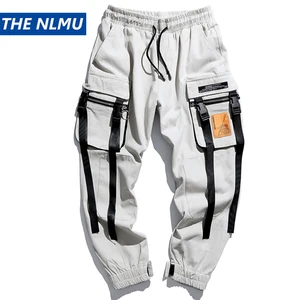 Мужские брюки-джоггеры в стиле хип-хоп, повседневные брюки-карго с лентами, длиной до щиколотки, WB46, 2019
