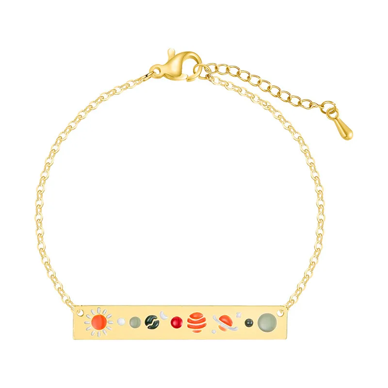 Gold Bracelet Чандлер, нержавеющая сталь, золотой цвет, цепочка, ожерелье, галактика, солнечный баланс, баннер, подвеска, Геометрическая, ручная работа, Homme Bijoux - Окраска металла: Gold Bracelet