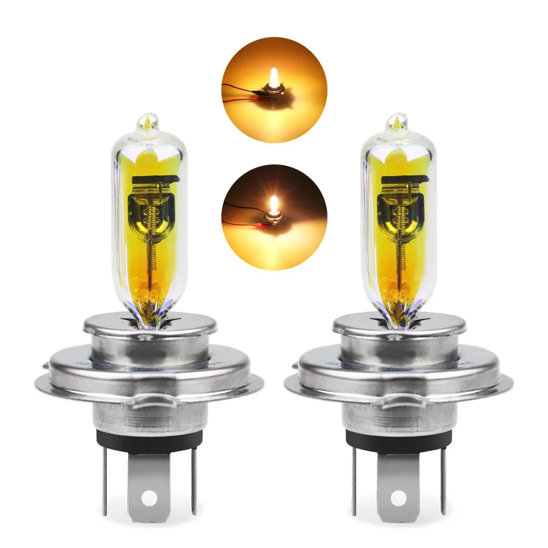 

2pcs High / Low beam 60/55W H4 Halogen Bulb 2300k Golden Yellow 12V 55W Halogen Headlight Lamp Fog lights Car Light Source
