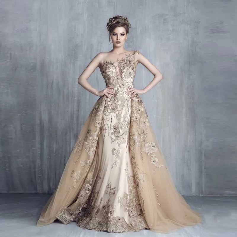 Женское вечернее платье с отсоединяемым шлейфом роскошное кружевное