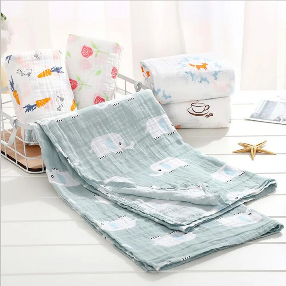 HALSY 1Pc 100%Premium Cotton Muslin Baby Swaddles Soft Newborn Blankets Bath Gauze Infant Wrap Sleepsack Stroller Cover Play Mat | Мать и
