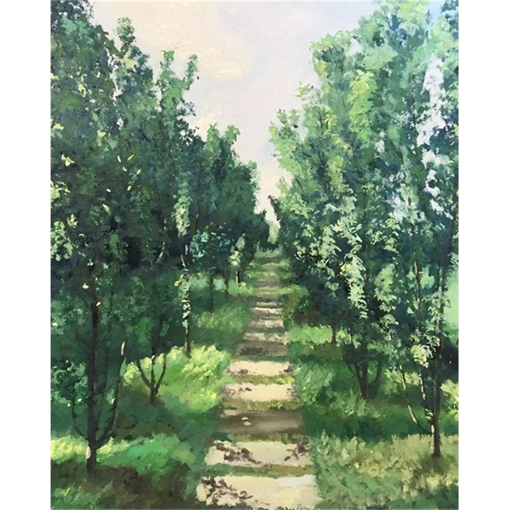 Laeacco холщовая живопись каллиграфия Зеленый лесной путь плакаты и принты
