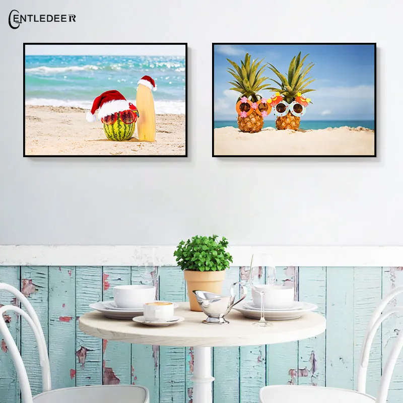 Скандинавский тропический океан пляж серфинг пейзаж холст постер стиль Картина