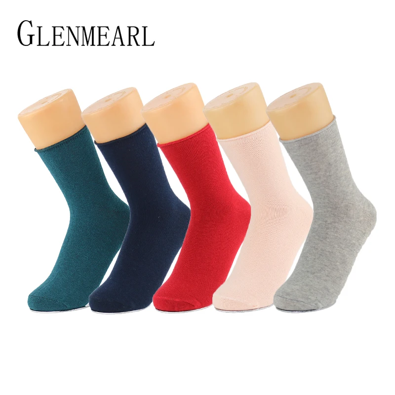 5 пара/лот хлопковые женские носки винтажные однотонные весенне осенние модные