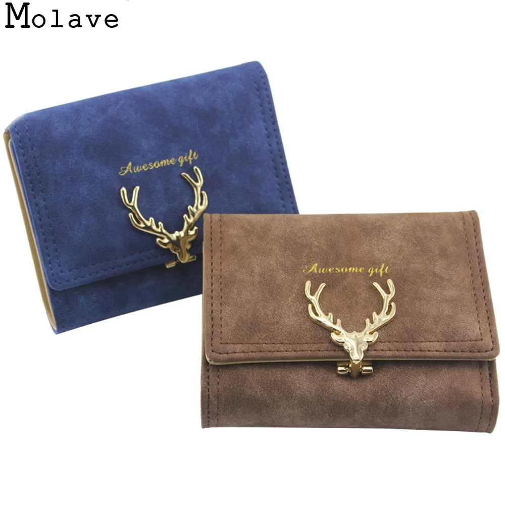 MOLAVE 2017 Mulheres do desenhador Embreagem Curto Natal Alces Fivela Titular Cartao Carteira Saco Bolsa Da Oct20|bolsa carteira|mulheres