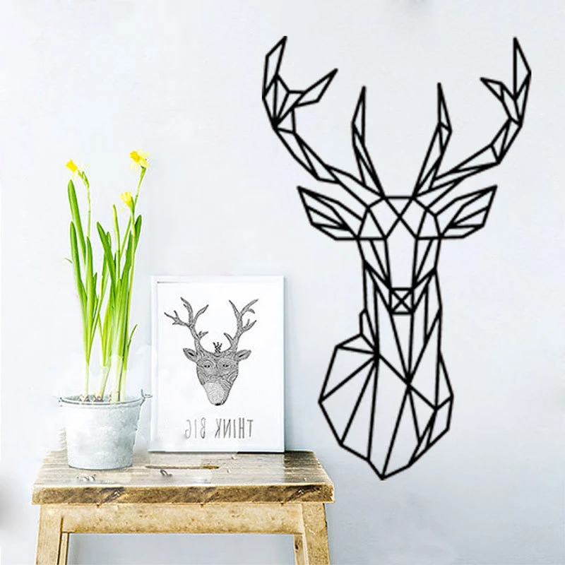 Geometric Deer Head Wall Sticker - Vinyl Wall Art Custom Home Decor - Geometry Animal Series Decals - 3D - 5 Sizes image 3