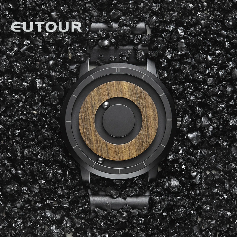 Роскошные мужские часы EUTOUR, магнитные часы, силиконовый кожаный ремешок со стальным ремешком, кварцевые часы для шоу, мужские наручные часы, Прямая поставка
