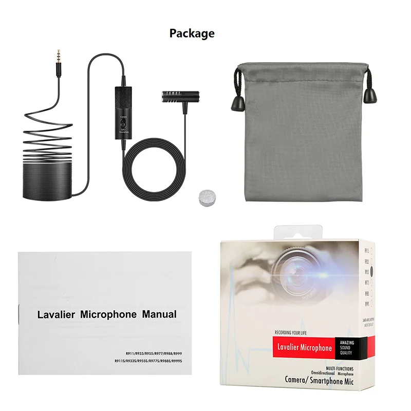 

Portable Lavalier Mini Condenser Microphone for Camera Phone Audio Recording Interview SGA998