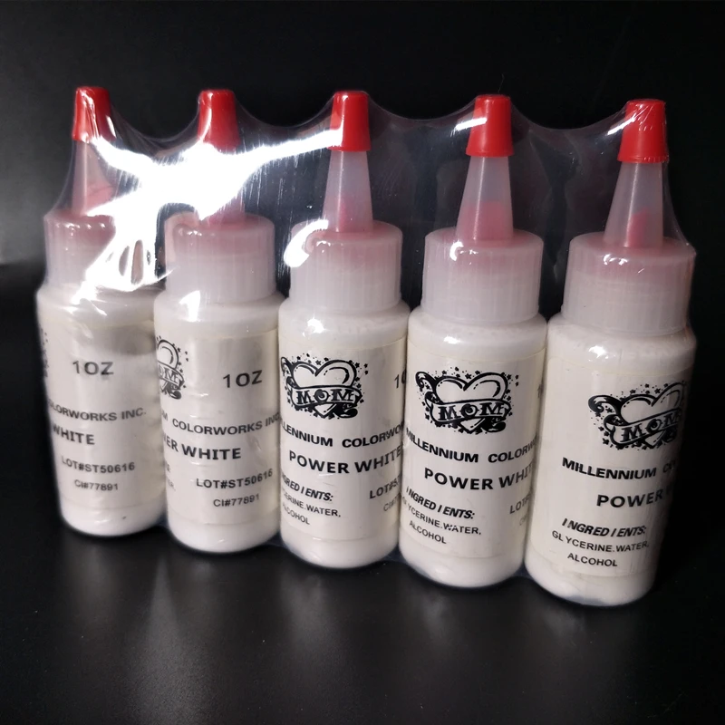 

5Pcs Tattoo Ink Pigment for Permanent Makeup Body Arts Paint Tattoo Supplies Tools 30ml 1OZ White Black Skin Colors