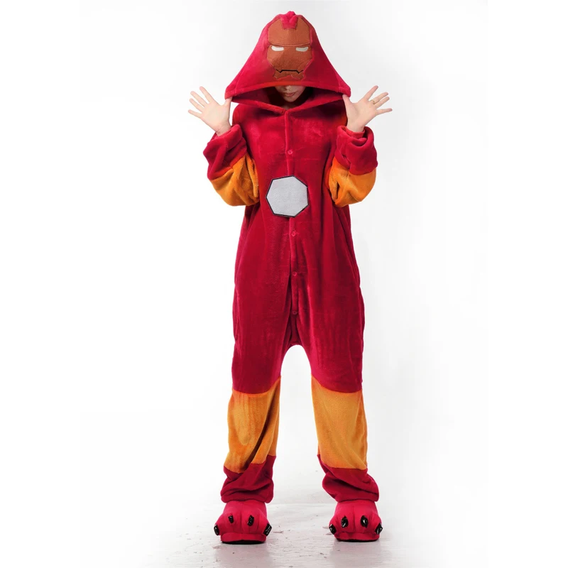 Новинка 2017 фланелевые пижамы для взрослых пижама Все в одном супер герой зимние