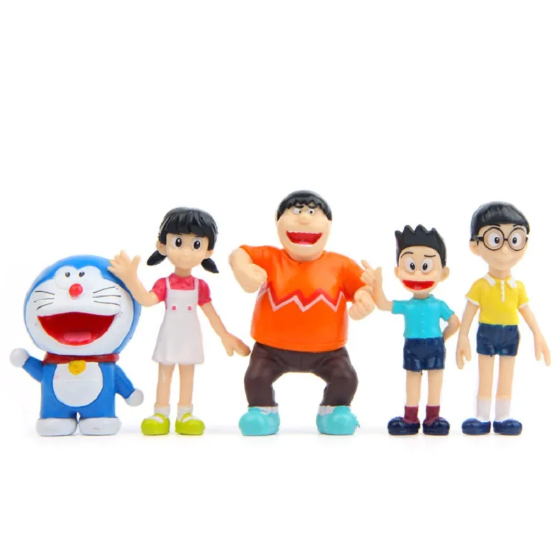 5 unids/lote de decoraci&oacute;n de paisaje de jard&iacute;n, accesorios creativos de Doraemon, retrato familiar de PVC, figuras de acci&oacute;n de juguete-1