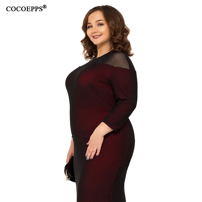COCOEPPS 5XL 6XL женское Сетчатое платье большого размера плюс сексуальные вечерние винтажные платья элегантные женские бандажные туники большого размера Vestidos