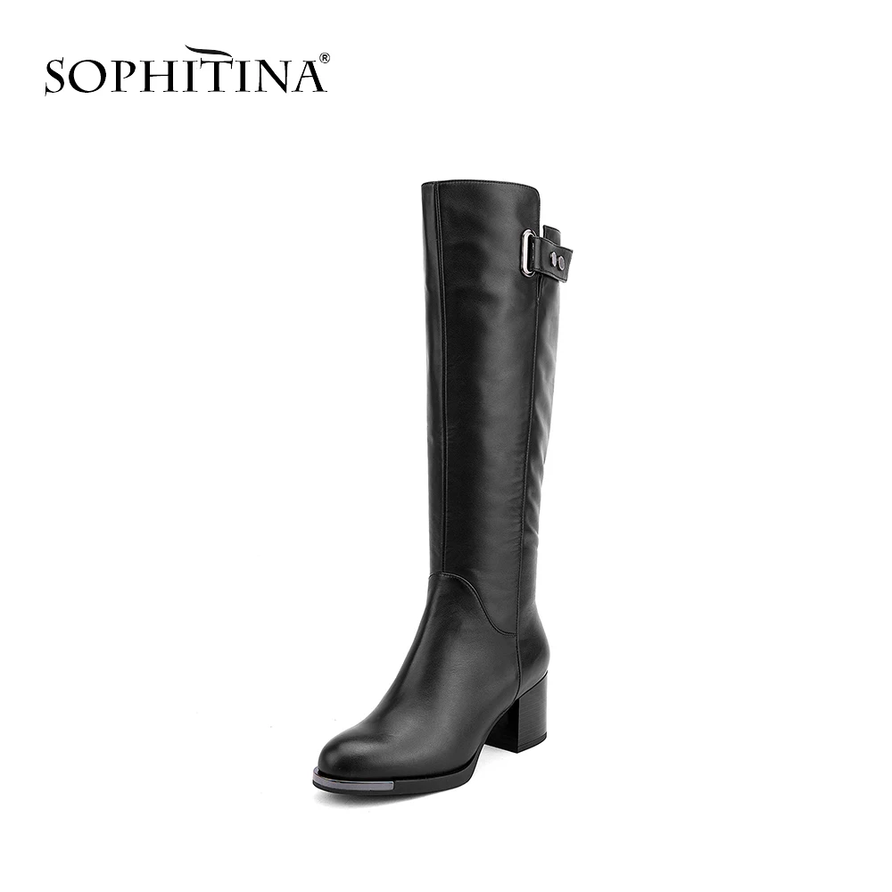 Женские сапоги с круглым носком SOPHITINA брендовые Элегантные короткие плюшевые из