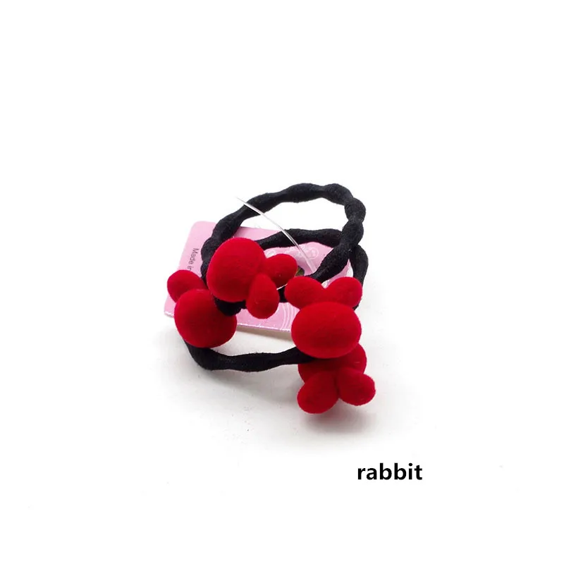 rabbit 2 шт. красный мультяшный Флокированный кролик сердце Микки волос галстук милые детские резинки для волос аксессуары для волос Детские эластичные резинки для волос - Цвет: rabbit