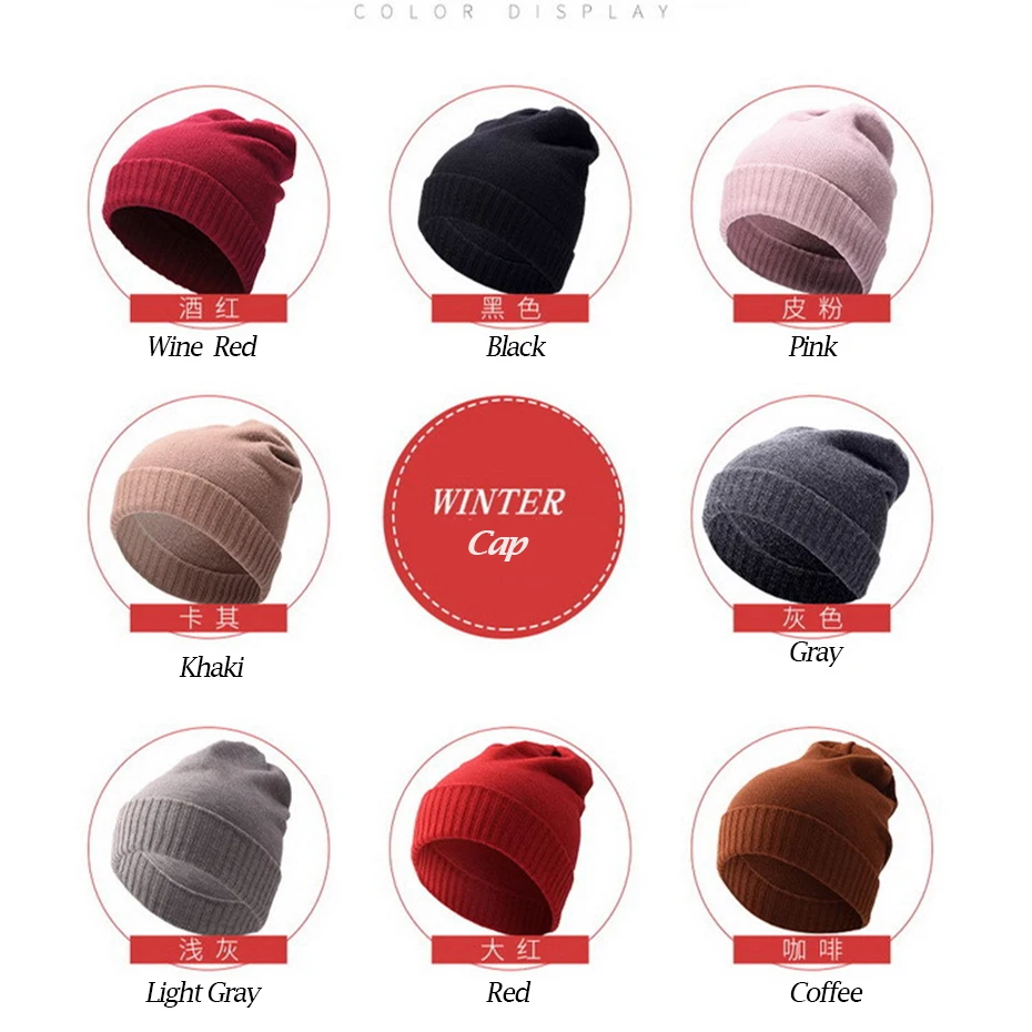 Snow Ski Cap Beanies For Women Men Autumn &amp Winter Thick Warm Solid Color Dual-layer Knitted hat Outdoor Leisure Sports Caps | Спорт и