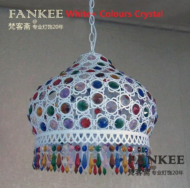 Средиземноморский цветной кристаллический кулон лампа для столовой Pendente De Teto