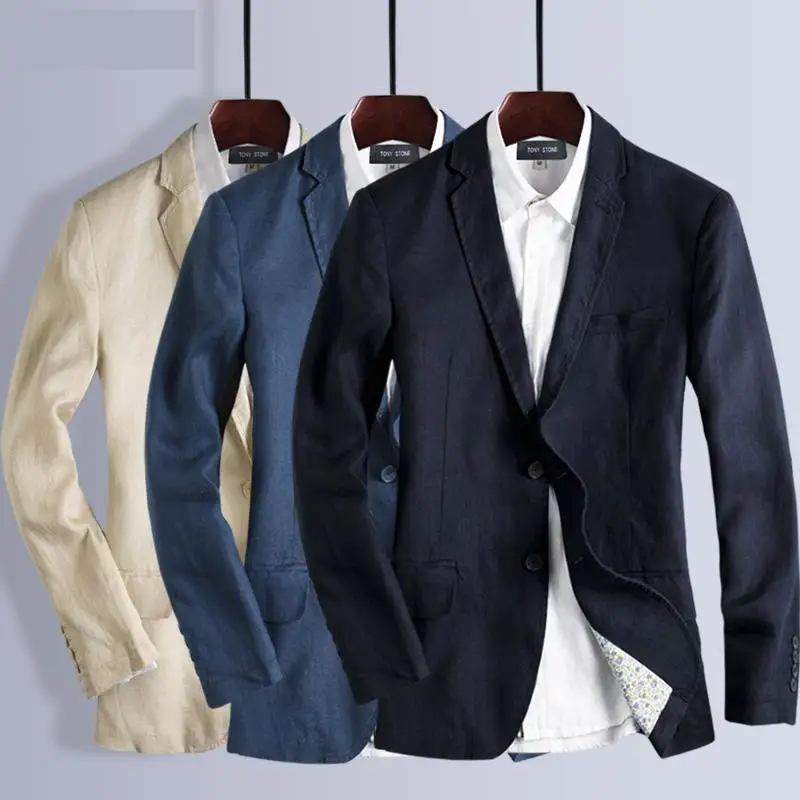 New arrivla fashion men autumn Spring Summer Linen Cotton Suit Men Thin Mens Casual Jacket high quality plus size M L XL 2XL 3XL | Мужская
