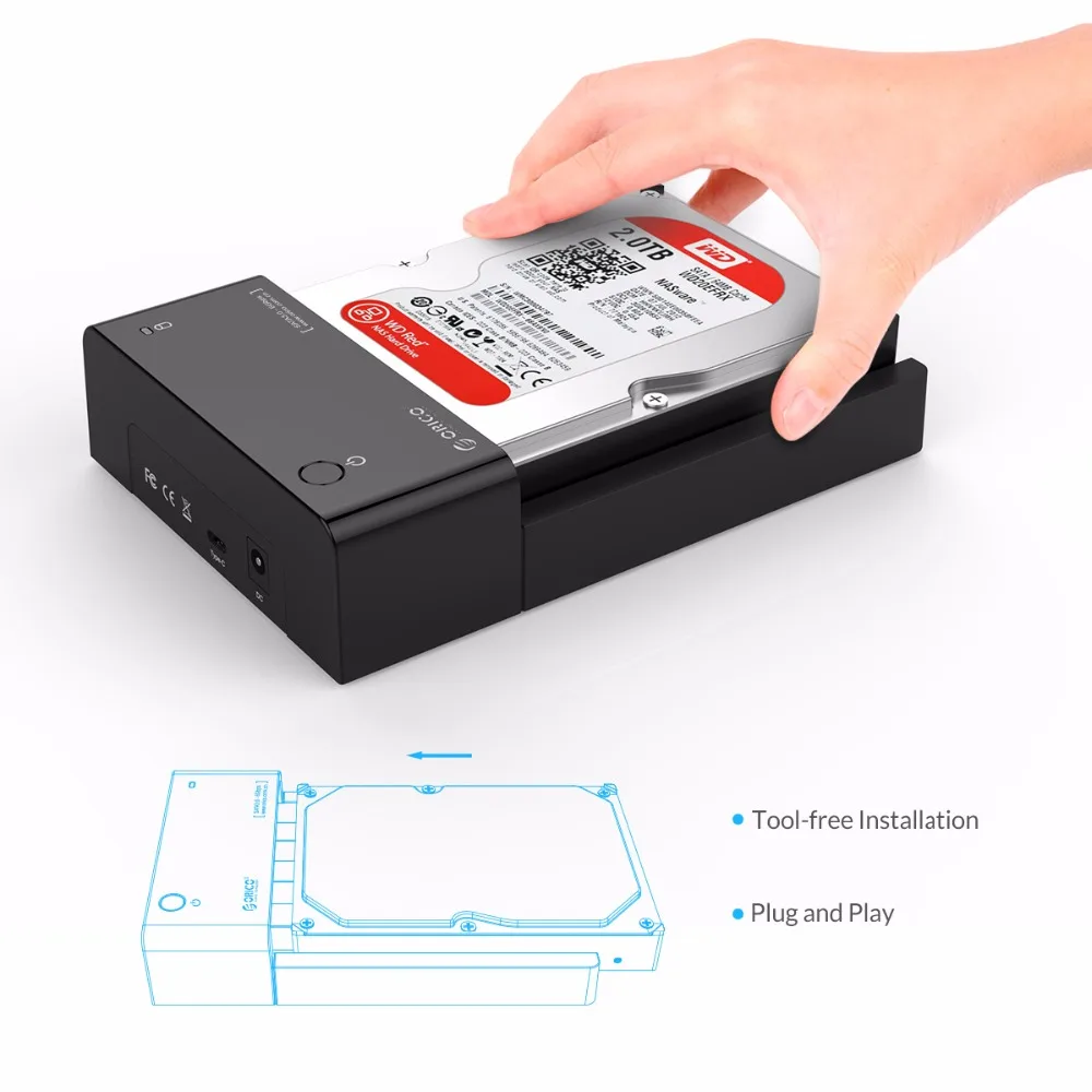 Док станция ORICO 6518C3 2 5/3 5 дюйма с портом USB 3 1 type C адаптер питания 12 В (без жесткого