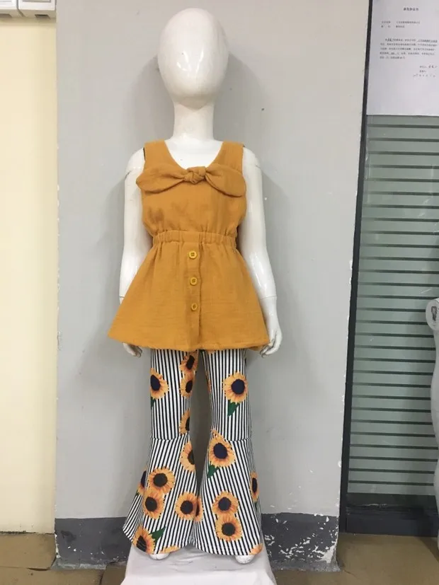 Conice/одежда с узором из подсолнечников для маленьких девочек детский Модный