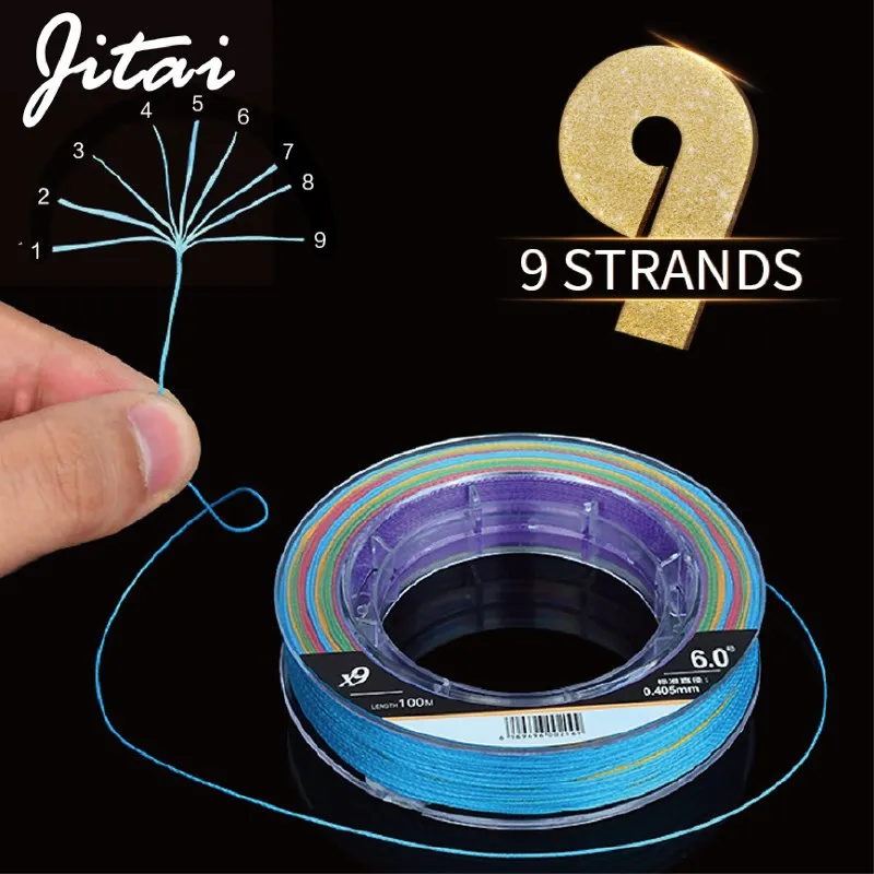 

JITAI Multifilament PE Braided Fishing Line 9 Strands 100M Cord Super Strong Braid Fish Line Smooth Rope Wire For Lure Fishing