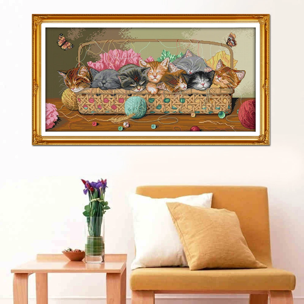 Набор для вышивки крестиком Joy Sunday D975 14CT 11CT с милыми маленькими кошками в